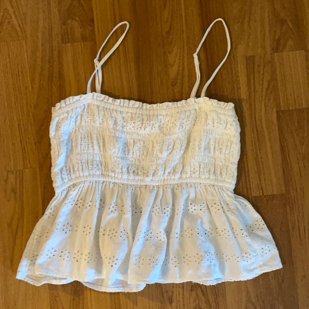 American eagle white eyelet summer top size small